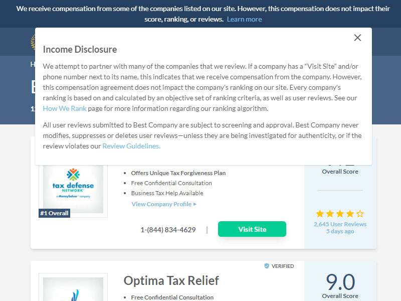 Tax Relief Advertising